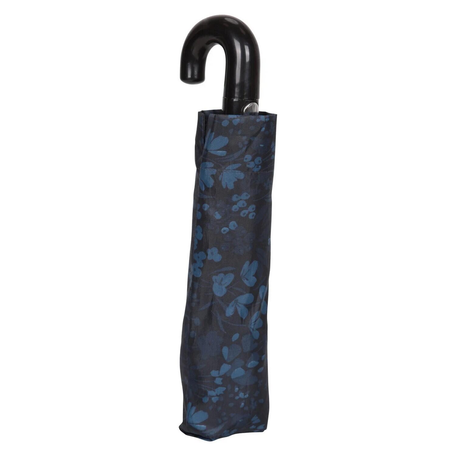 Floral Wandern Faltbarer Regenschirm Damen und Herren Dunkelblau 3/4