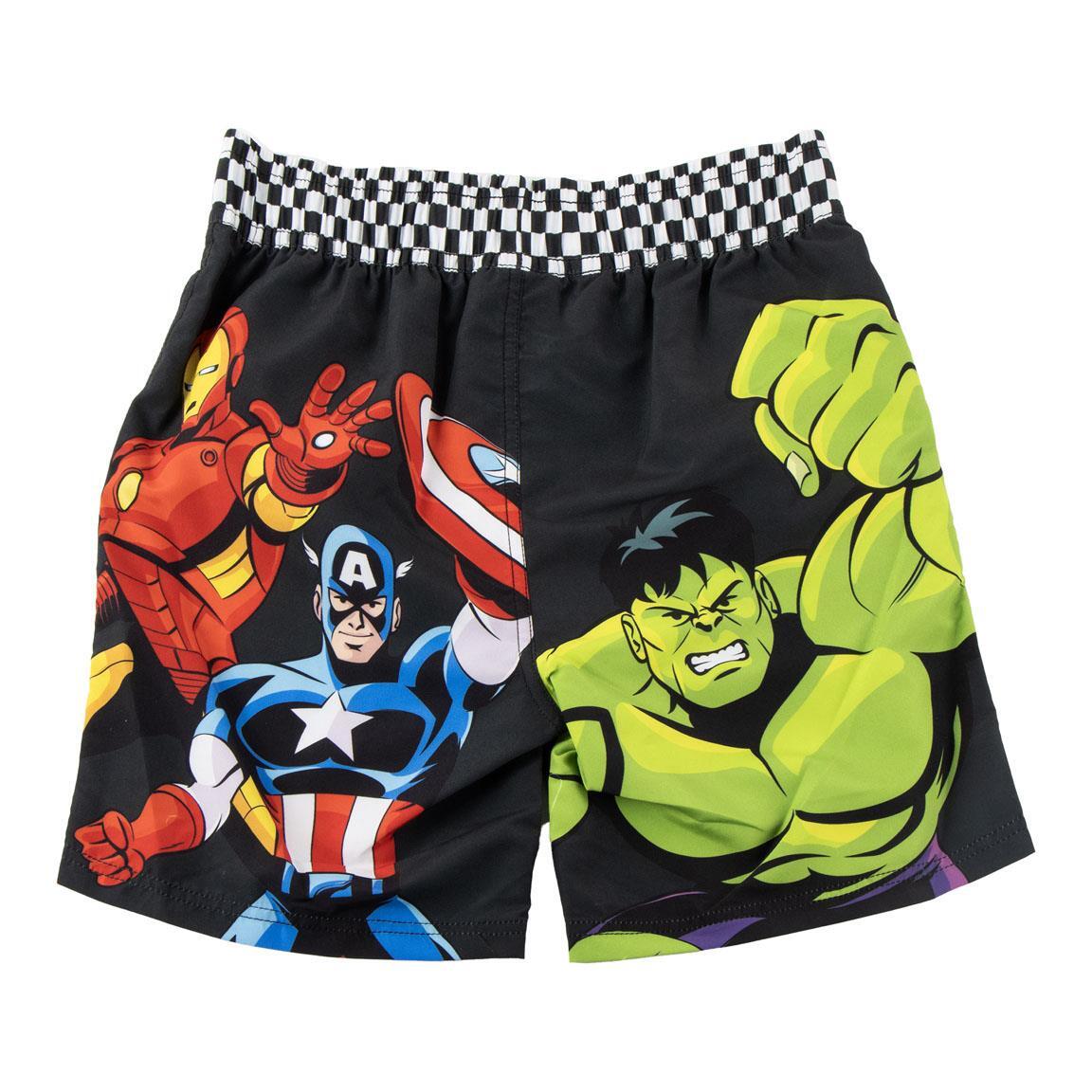 Bermuda de Baño Infantil Avengers con Cintura Elástica y Cordón Negra 2/4