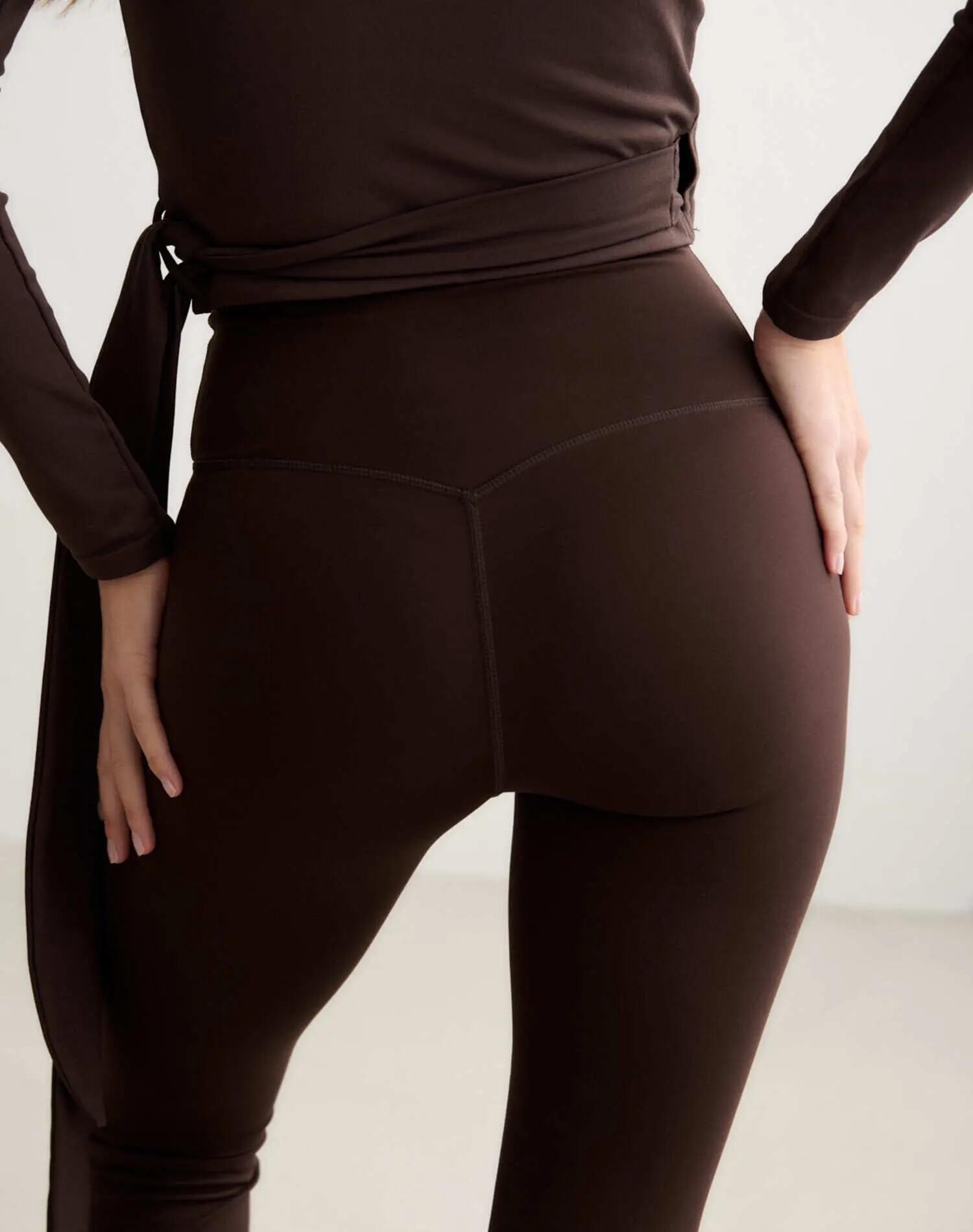 Femme Legging Évasé Taille Haute Grande Longueur Sense Marron 3/6
