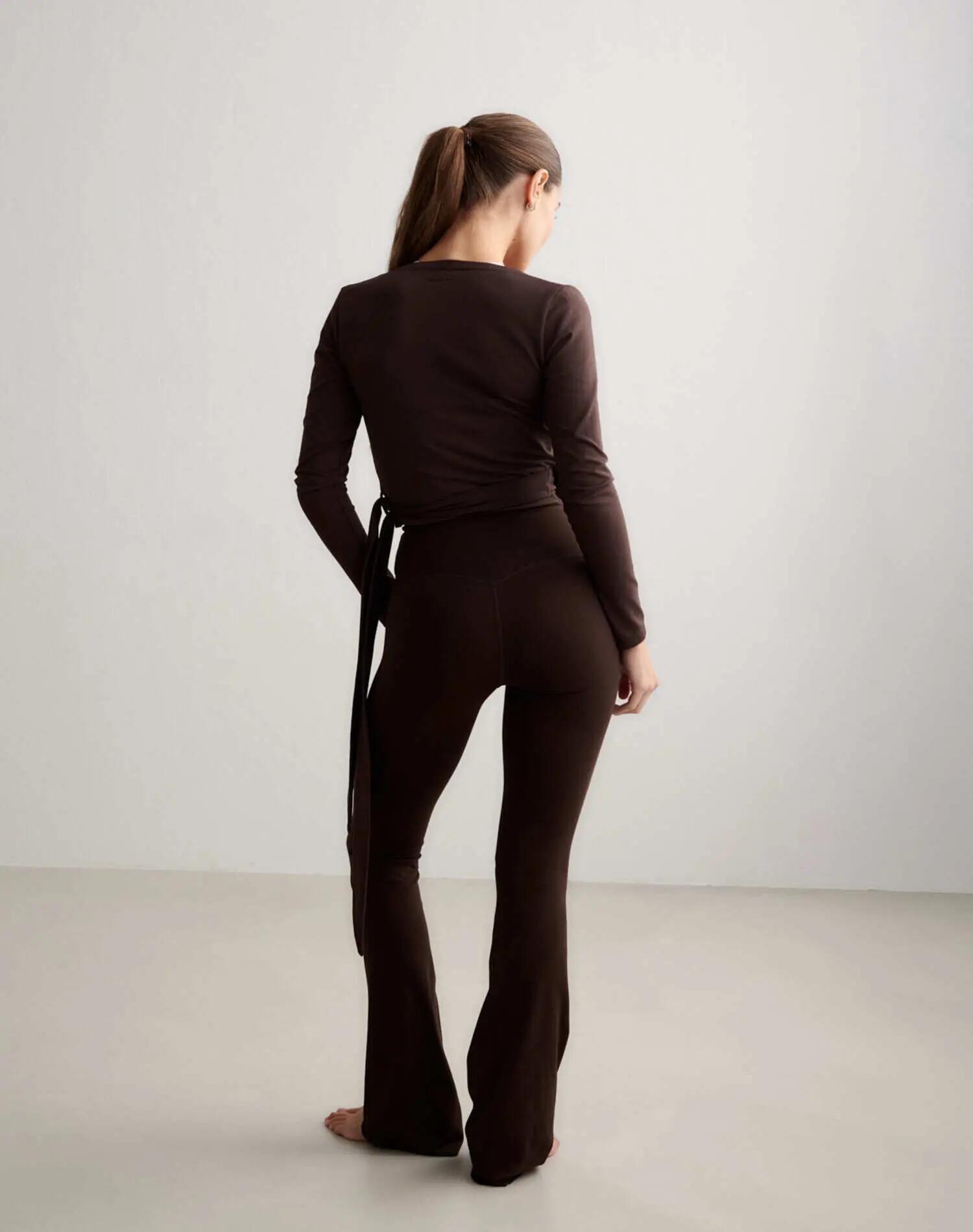Femme Legging Évasé Taille Haute Grande Longueur Sense Marron 2/6