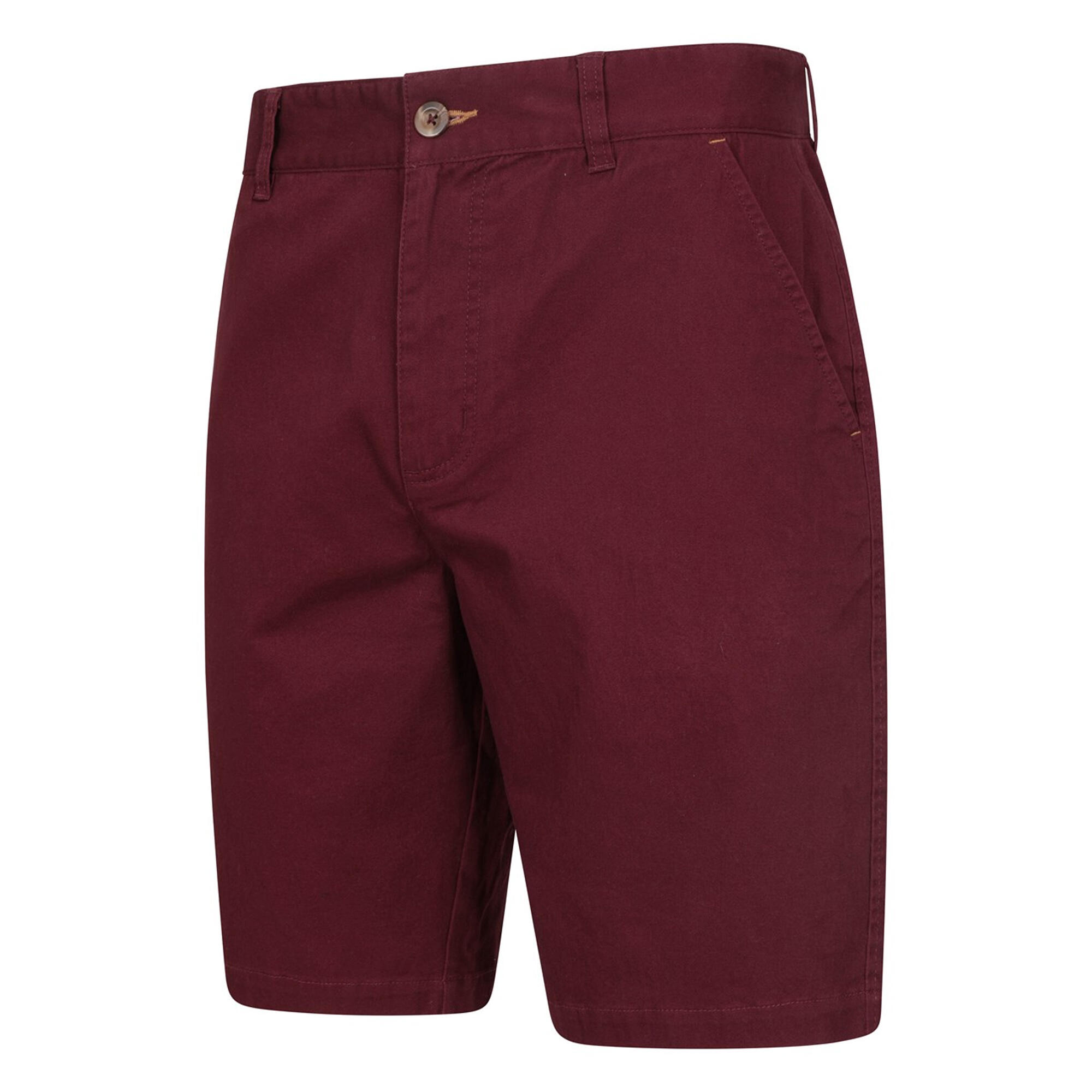 Mens Chino Shorts (Burgundy) 3/4