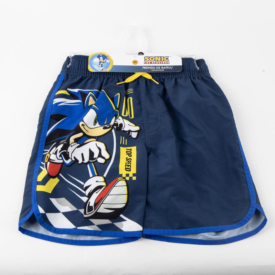 Short de bain enfant Sonic en polyester avec cordon de serrage, bleu foncé 4/4