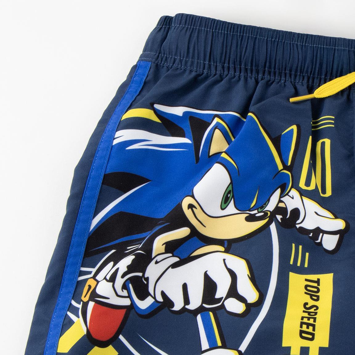 Short de bain enfant Sonic en polyester avec cordon de serrage, bleu foncé 3/4