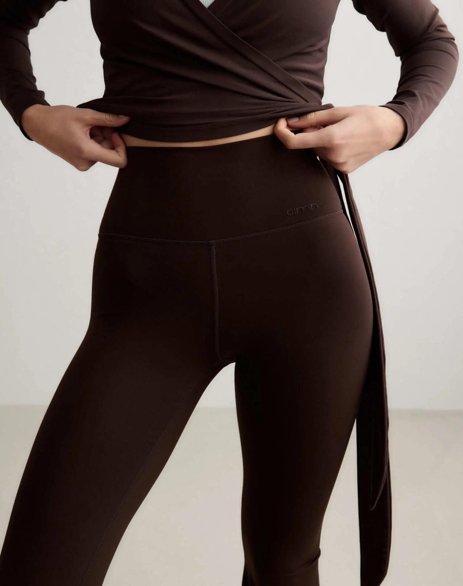 Femme Legging Évasé Taille Haute Grande Longueur Sense Marron 4/6