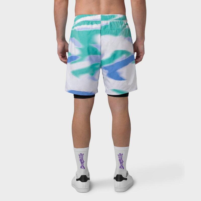 Boombastic men’s 2-in-1 layered shorts BBC Clap White Alb