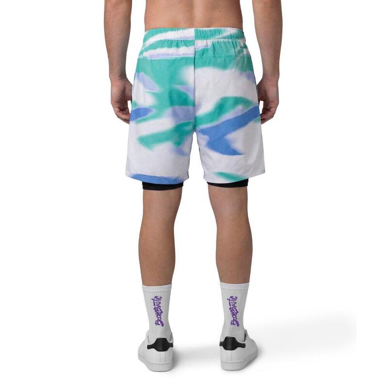 Boombastic men’s 2-in-1 layered shorts BBC Clap White Alb