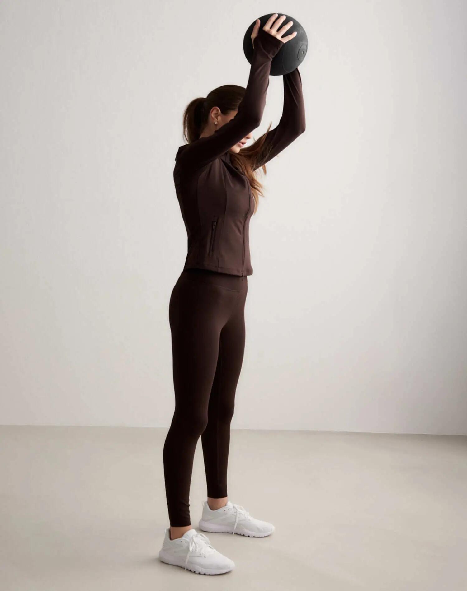 Mallas Mujer Cintura Alta Evacua el Sudor squat proof Sense Tall Marrón 5/6