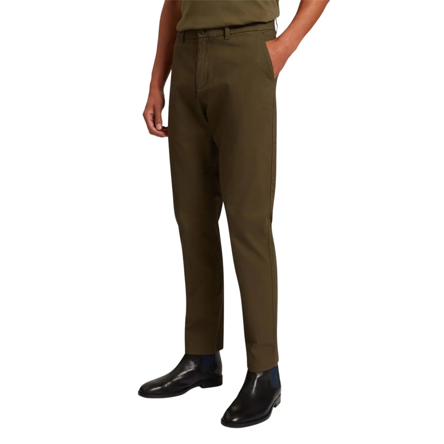 Mens Plain Slim Chinos (Khaki Brown) 3/3