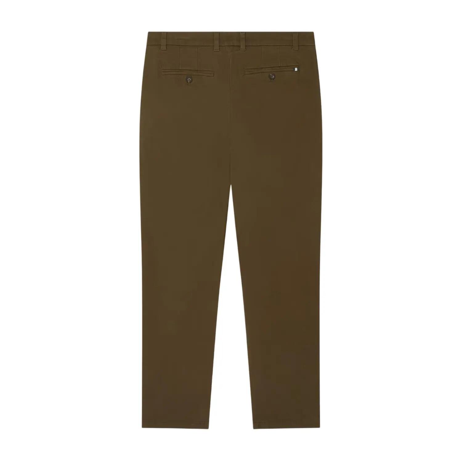 Mens Plain Slim Chinos (Khaki Brown) 2/3