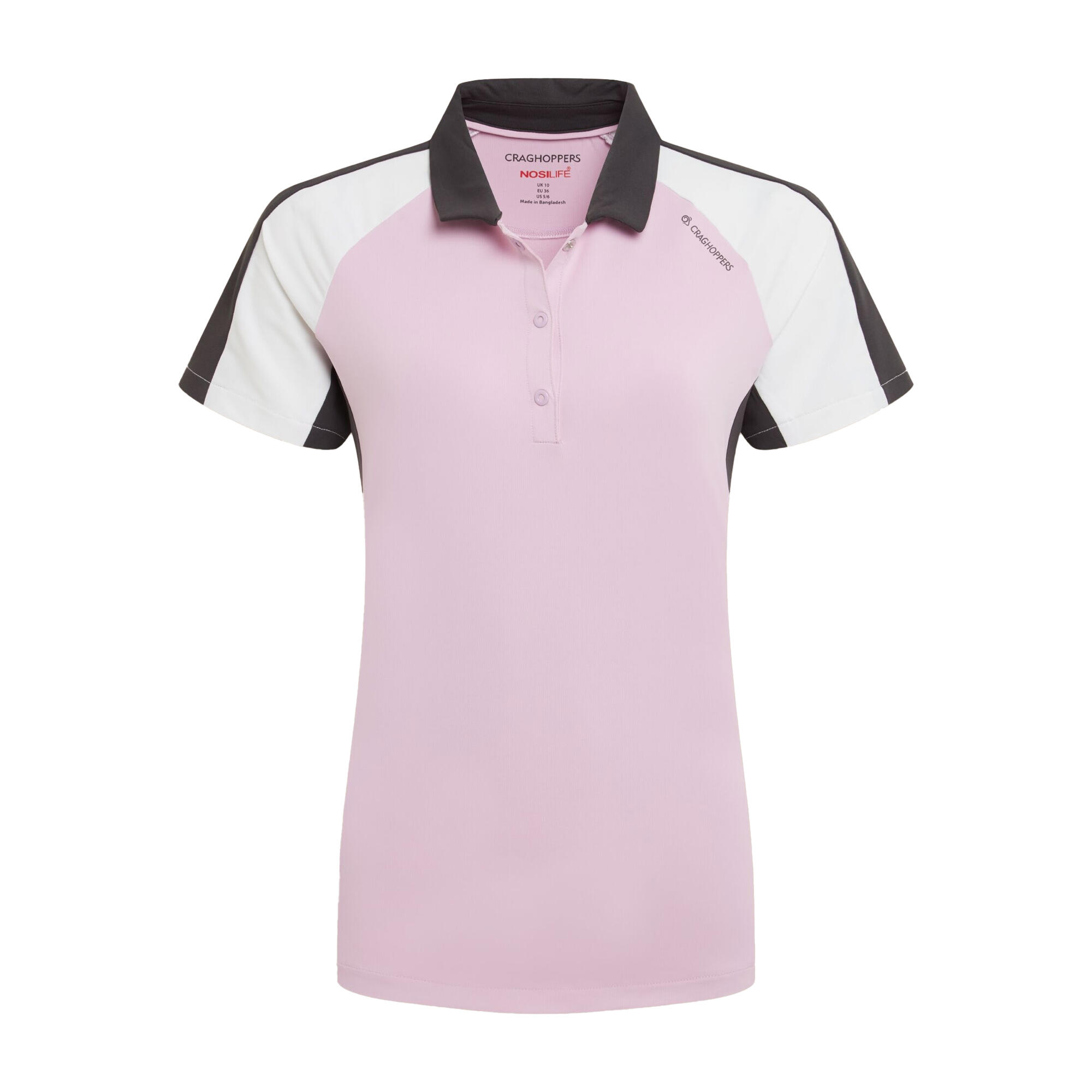 Polo De Golf Contrasté À Manches Courtes HAZELMERE Femme (Rose Pâle / Blanc) 2/4