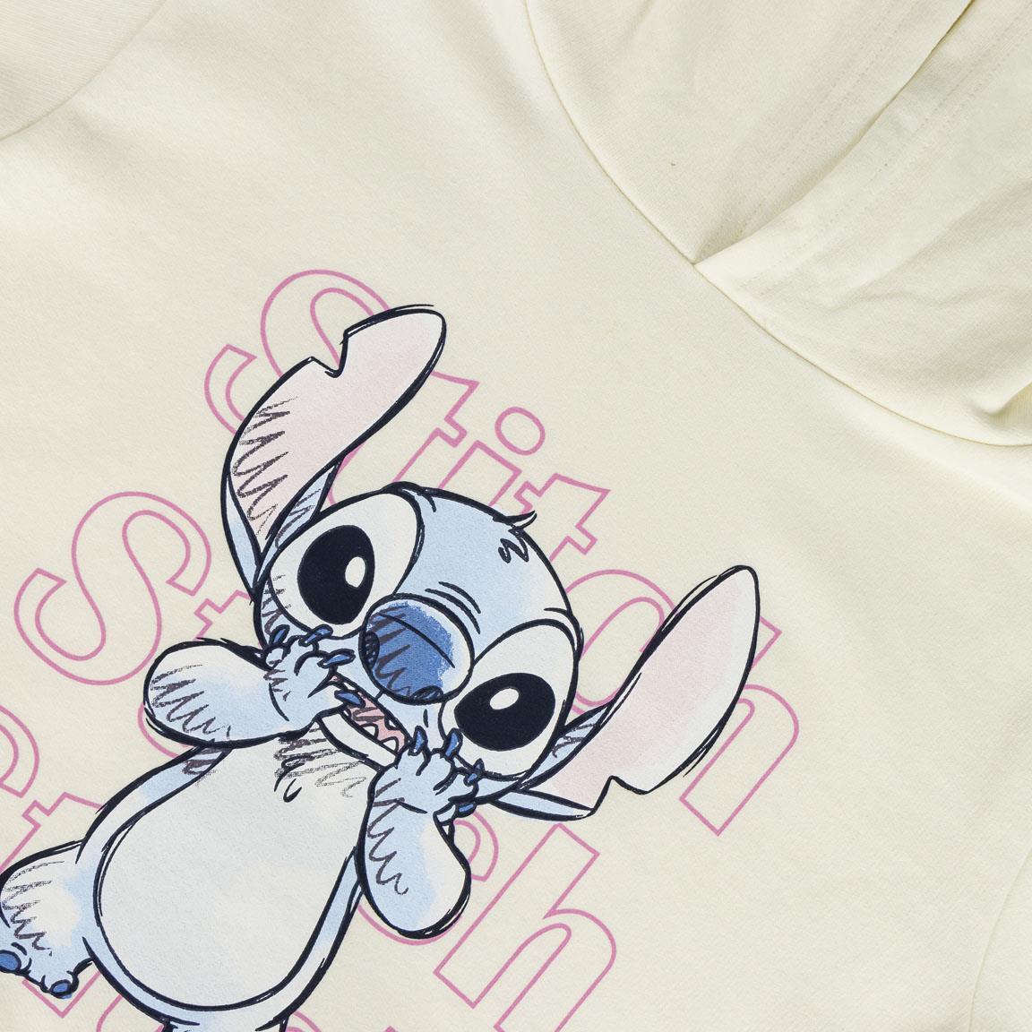 Vestido Sudadera Infantil Stitch de Algodón Cepillado con Capucha Crudo 3/5