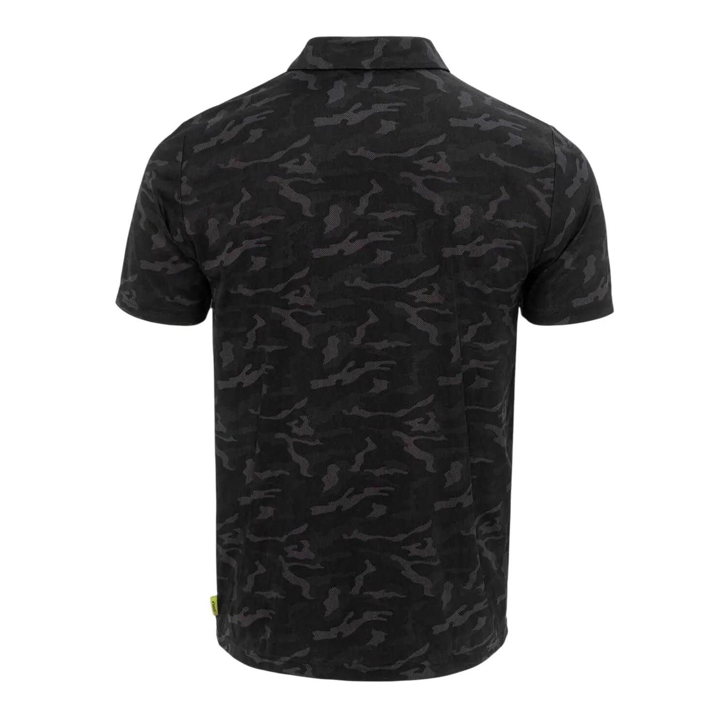 Mens AllOver Print Lightweight Polo Shirt (Black/Grey) 2/3