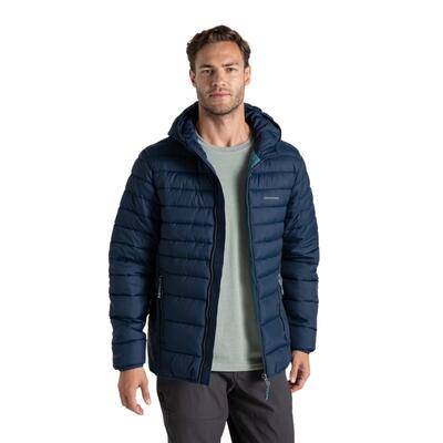 Heren compresslite ix gewatteerd jack met capuchon (kustblauw)