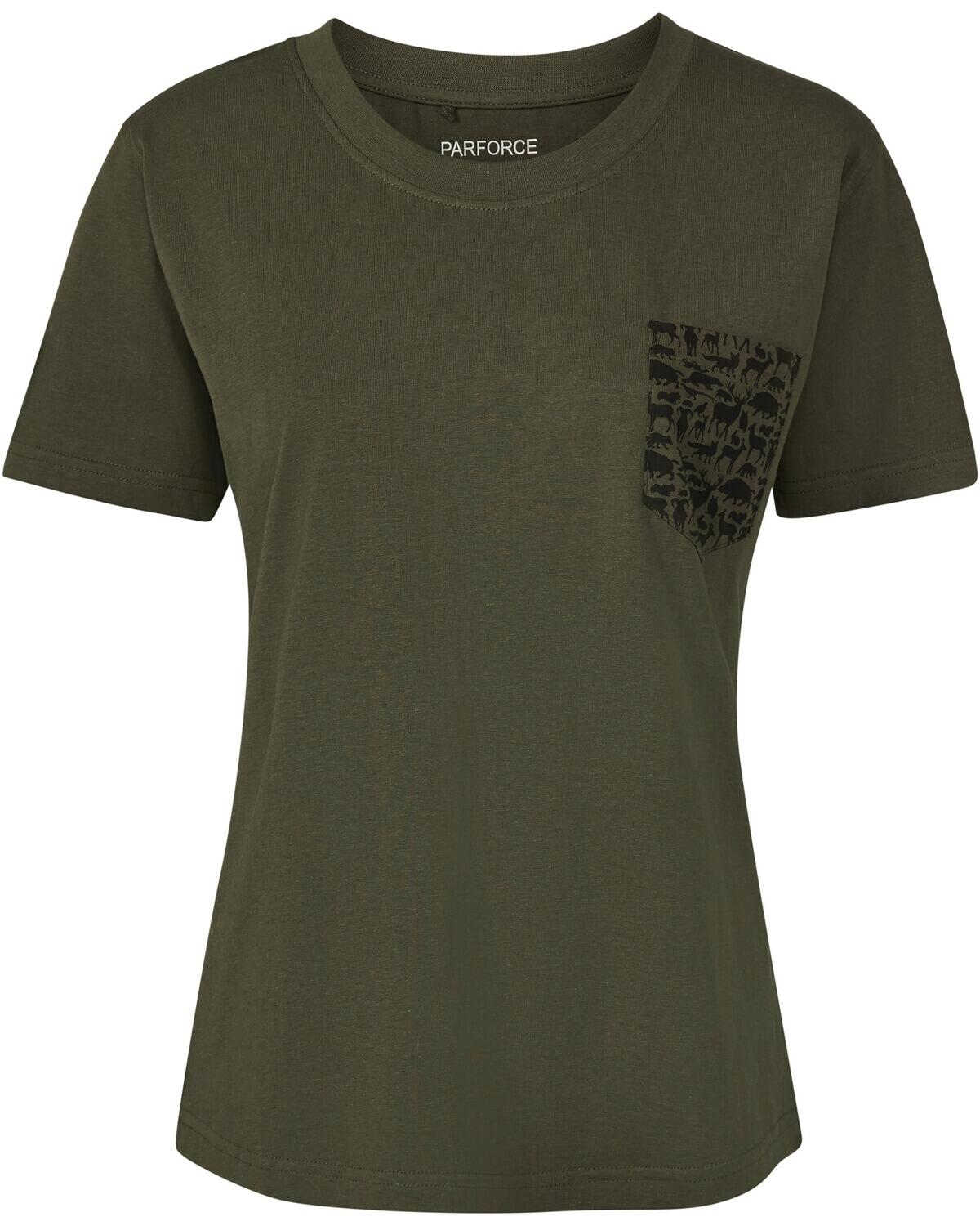 Damen T-Shirt Brusttasche Waldtiere 1/3