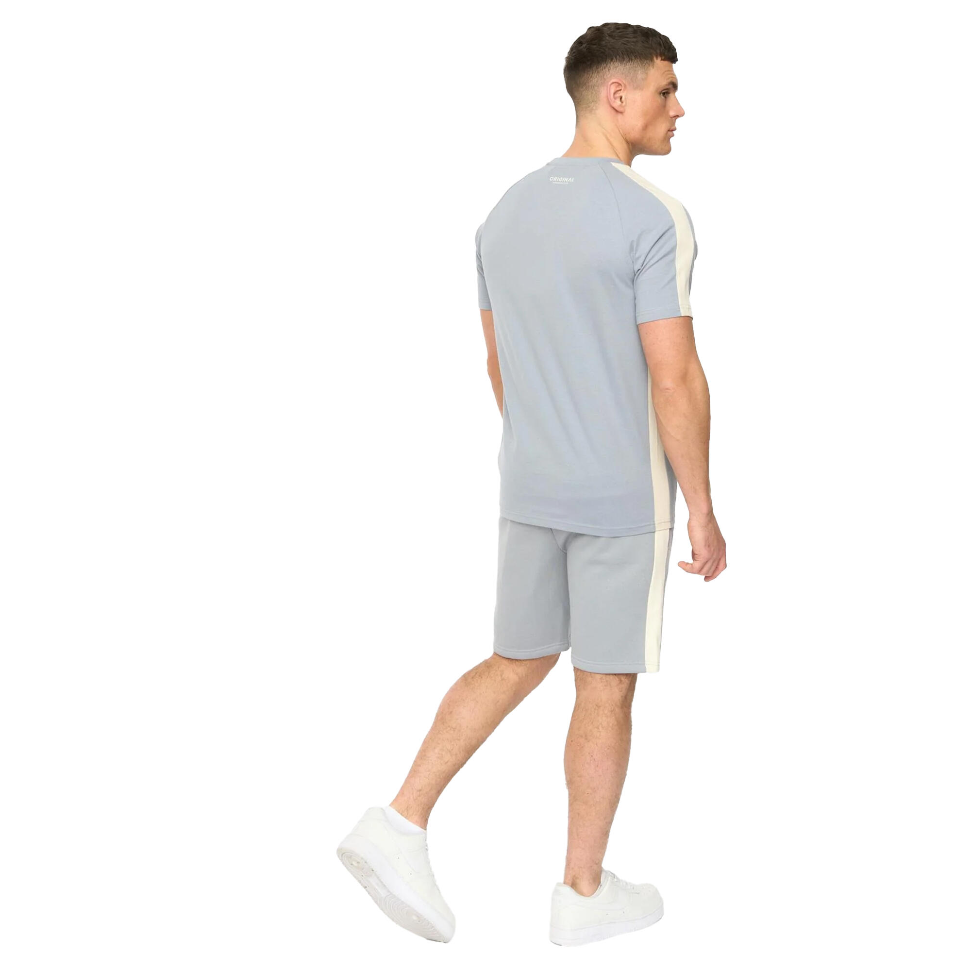 Maglietta Uomo Crosshatch Cresswill Grigio Blu 3/4