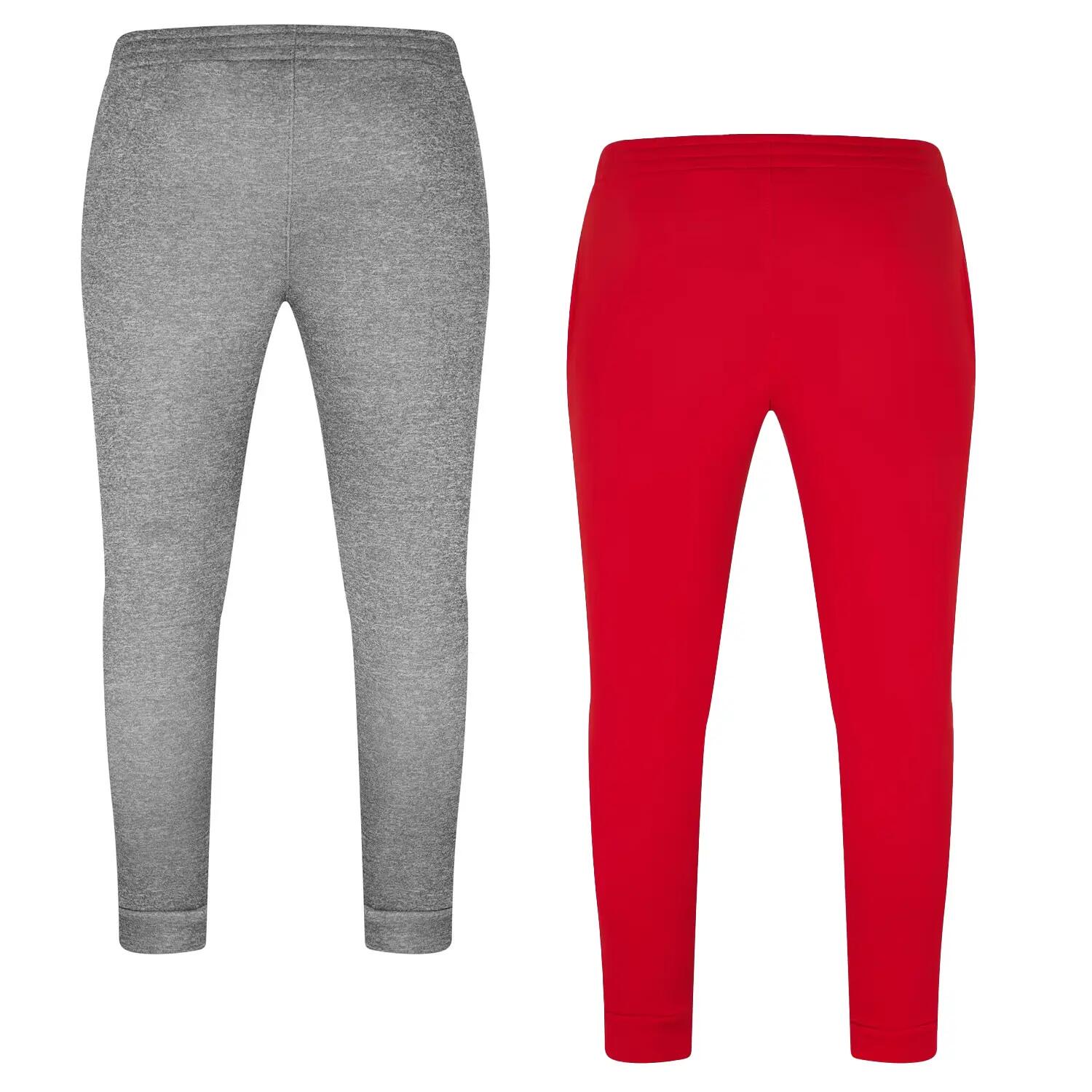 Lot De 2 Pantalons De Jogging BASIC Enfant (Gris / Rouge) 3/4