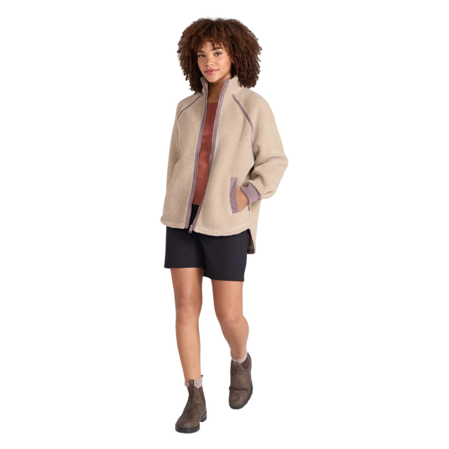 "Bonnie" Fleecejacke für , Borg Trimm Damen Dunkelbeige 4/4