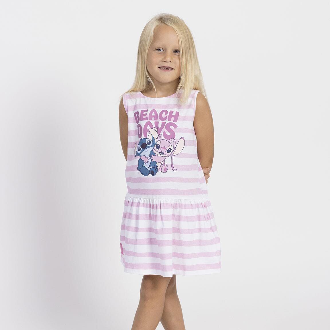 Vestido infantil Stitch, vestido sem mangas em malha de algodão com listras 4/6