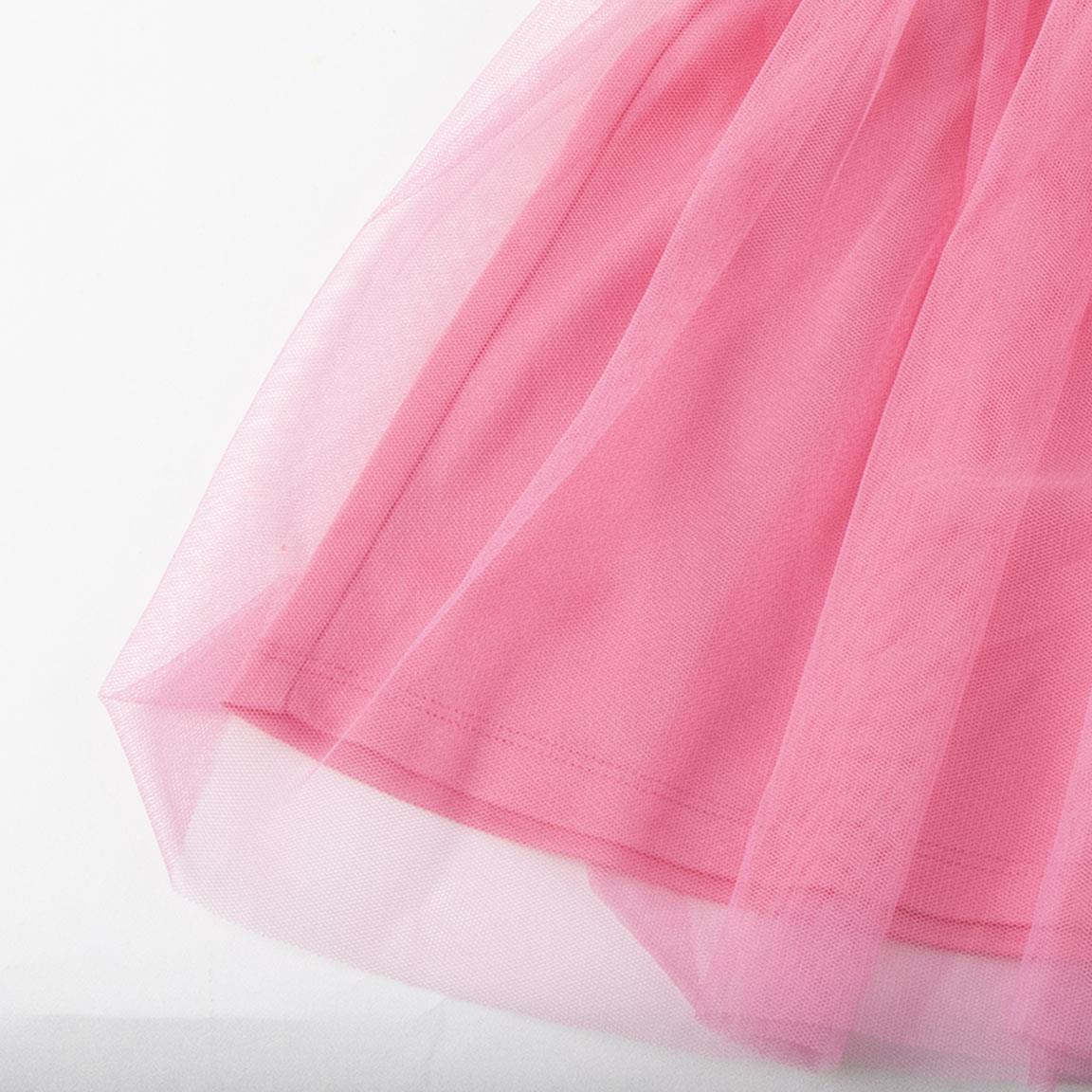 Vestido infantil Gabby's Dollhouse, em malha de algodão com tule rosa e preto. 4/6