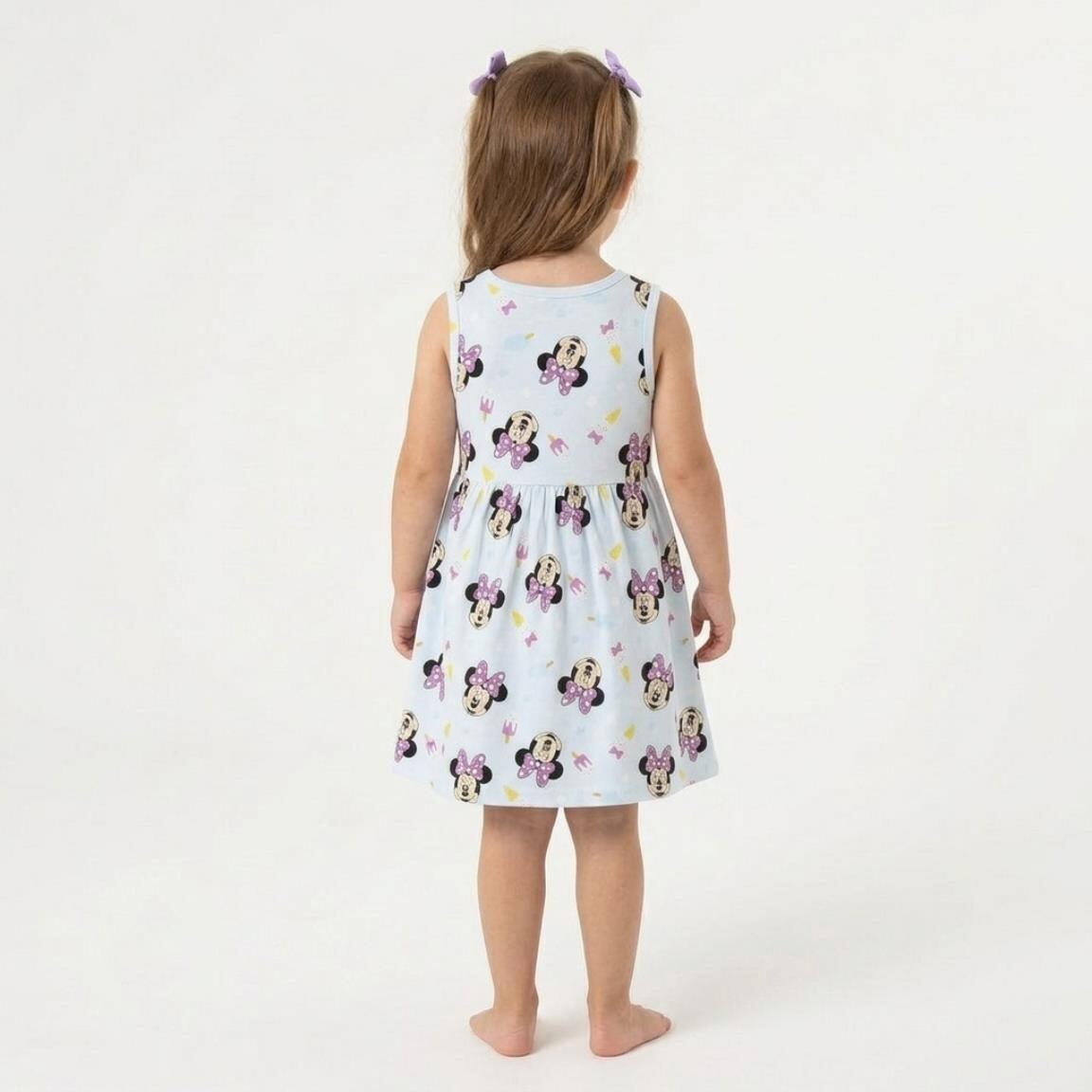 Vestido infantil sem mangas da Minnie Mouse em malha de algodão, estampa 6/6
