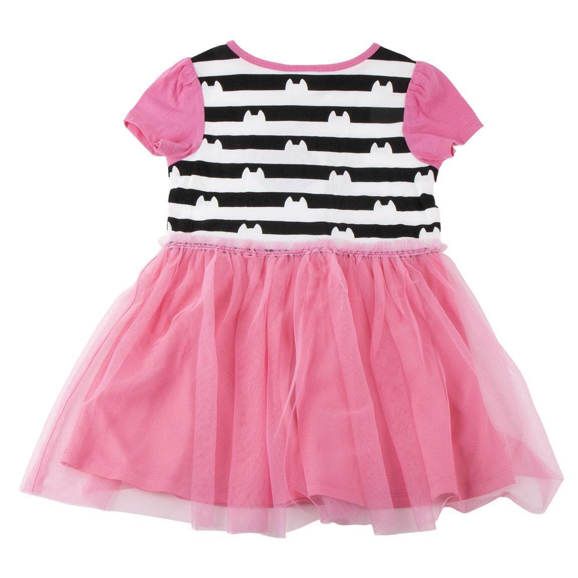 Vestido infantil Gabby's Dollhouse, em malha de algodão com tule rosa e preto. 2/6