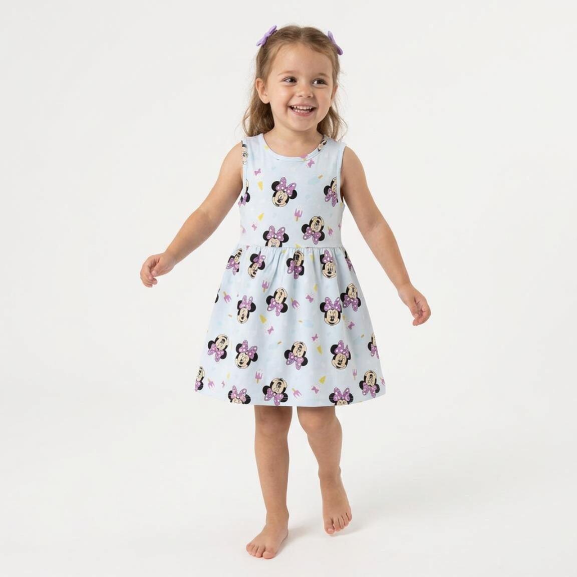 Vestido infantil sem mangas da Minnie Mouse em malha de algodão, estampa 5/6