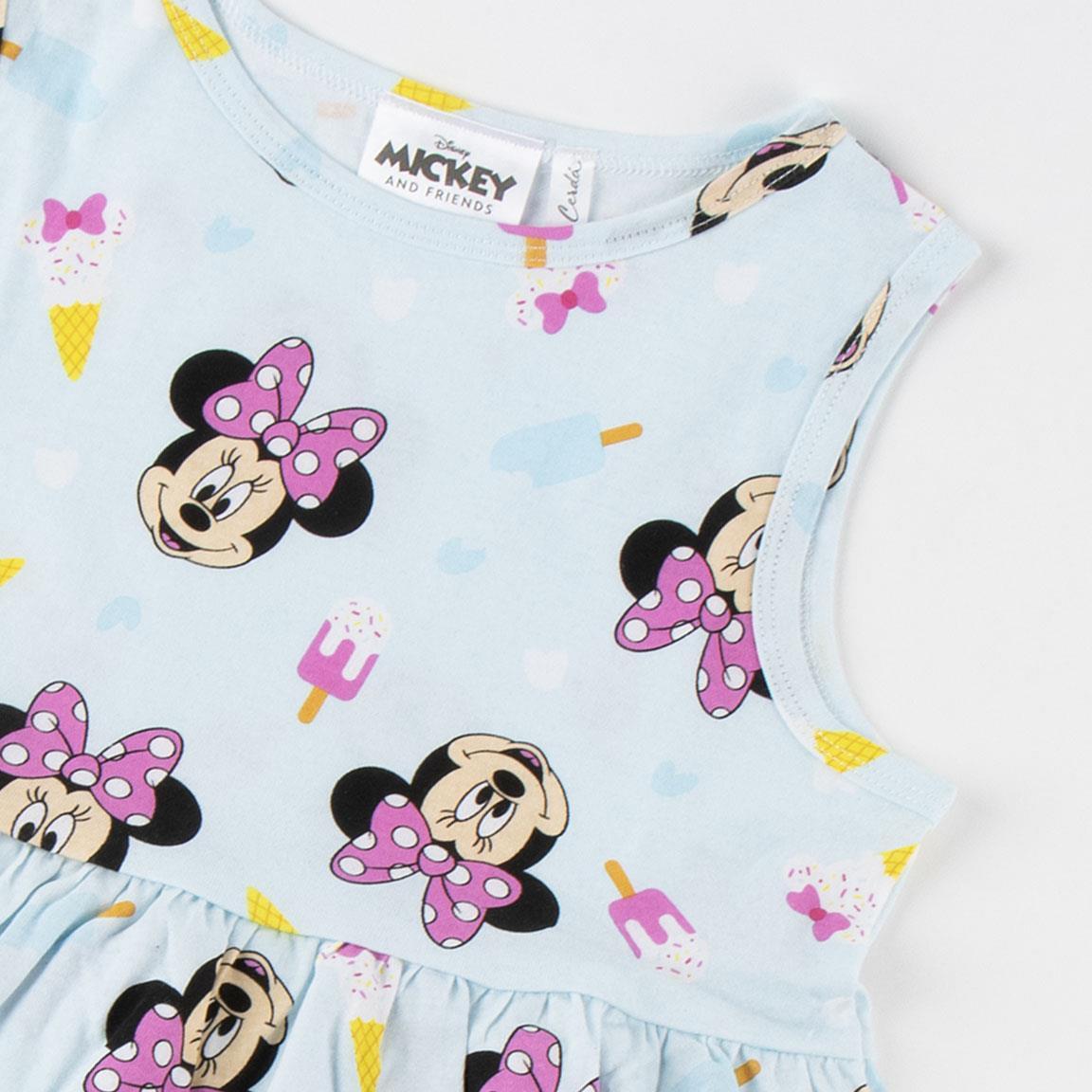 Vestido infantil sem mangas da Minnie Mouse em malha de algodão, estampa 4/6
