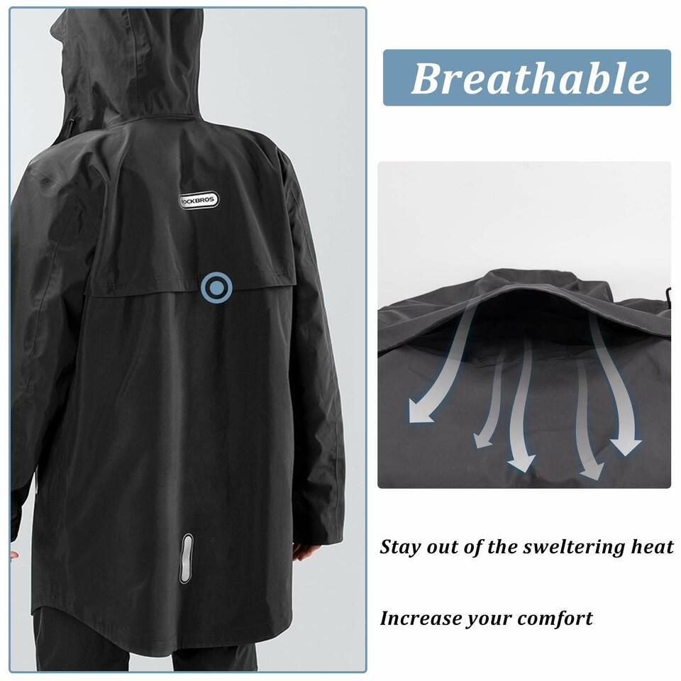 ROCKBROS Regenmantel Regenjacke Wasserdicht Winddicht Damen Herren 5/6
