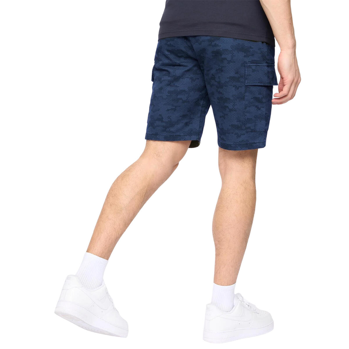 Pantaloncini Cargo Girovita Elasticizzato Uomo Crosshatch Janscore Blu Navy 3/3