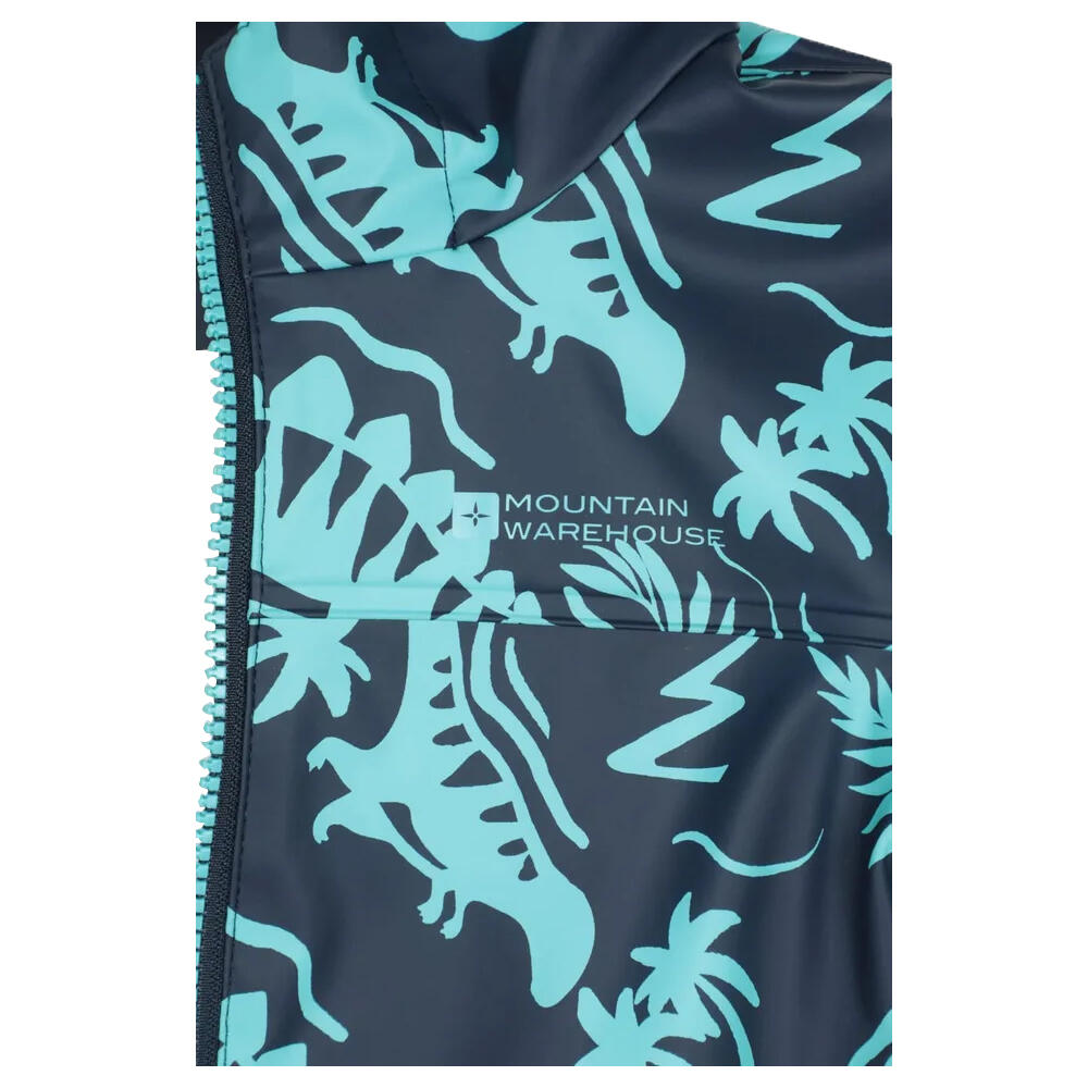 Childrens/Kids Dinosaur Waterproof Jacket And Trousers Set (Dark Blue) 3/4