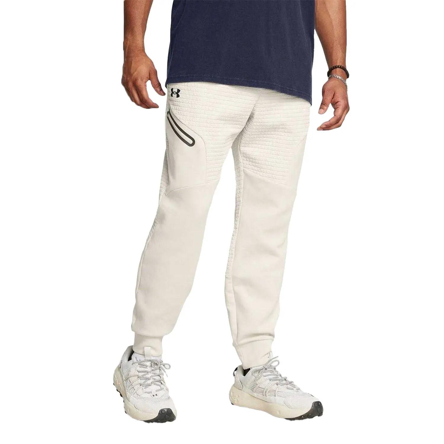 Mens Unstoppable Textured Slim Joggers (White) 1/3