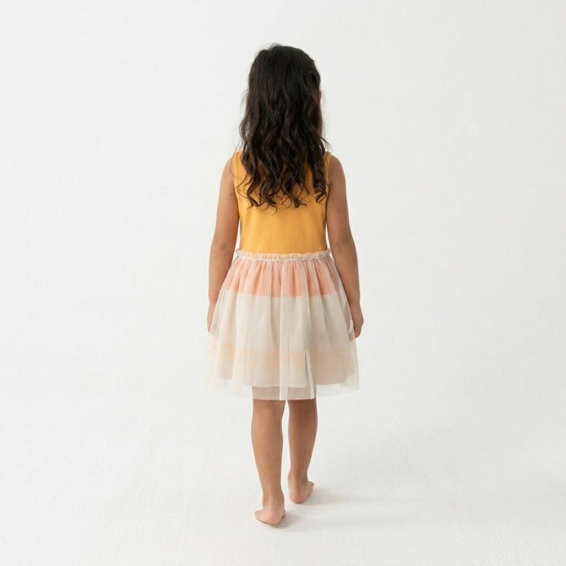 Vestido infantil Moana, modelo fantasia sem mangas em malha de algodão com tule 6/6