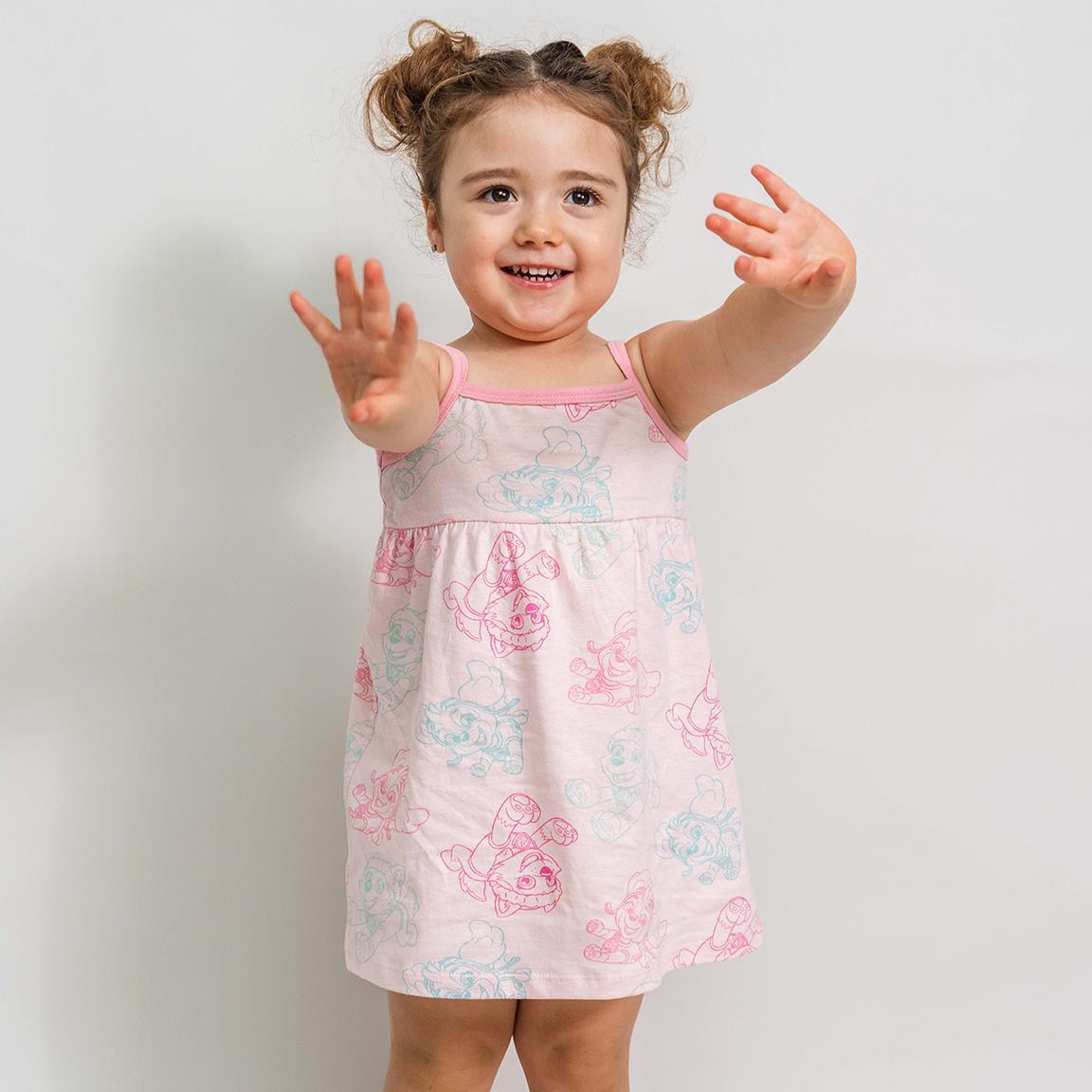 Vestido Infantil Paw Patrol de Jersey sin Mangas con Tirantes Rosa Claro 4/5