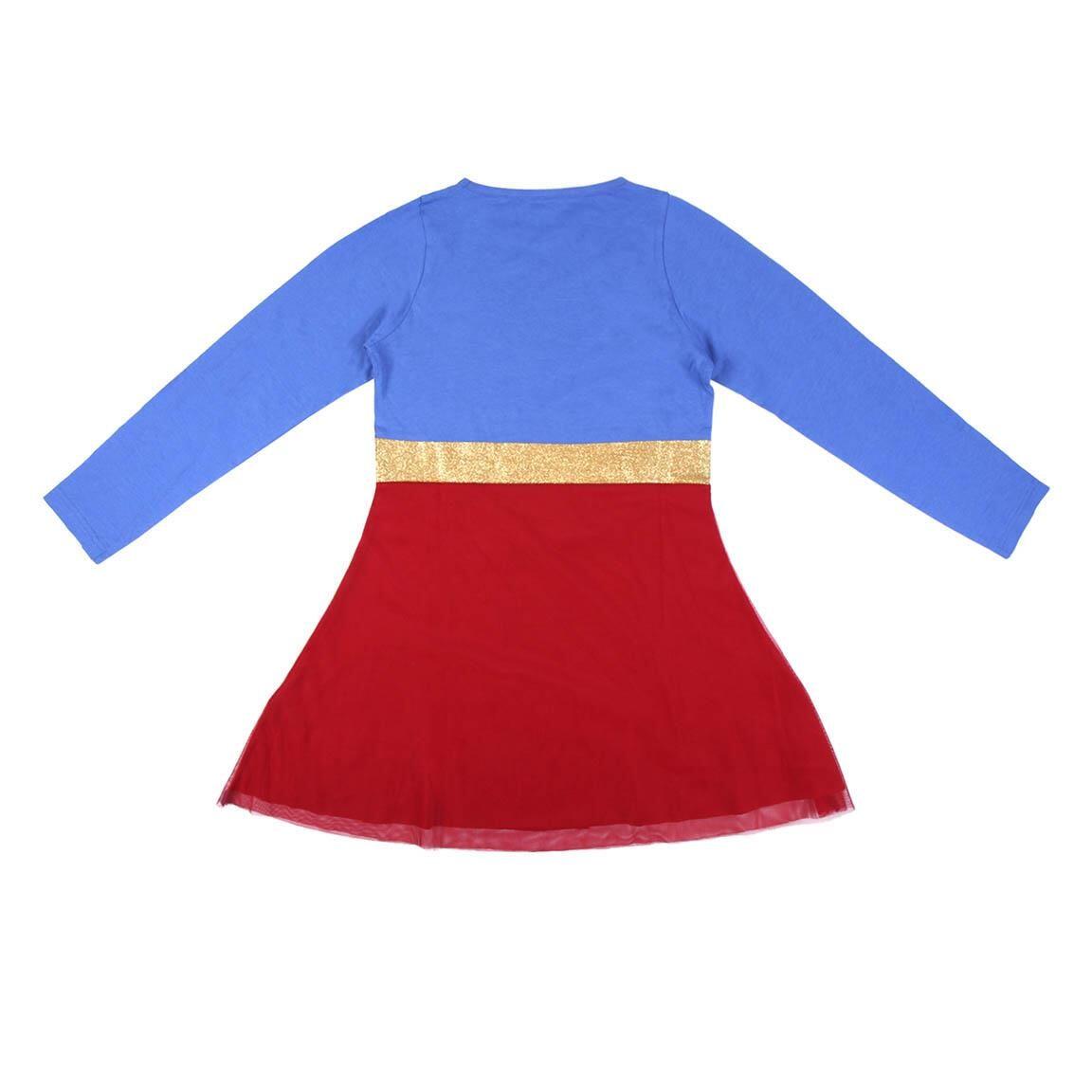 Vestido Infantil Superman de Jersey con Falda de Tul Azul y Rojo 2/3