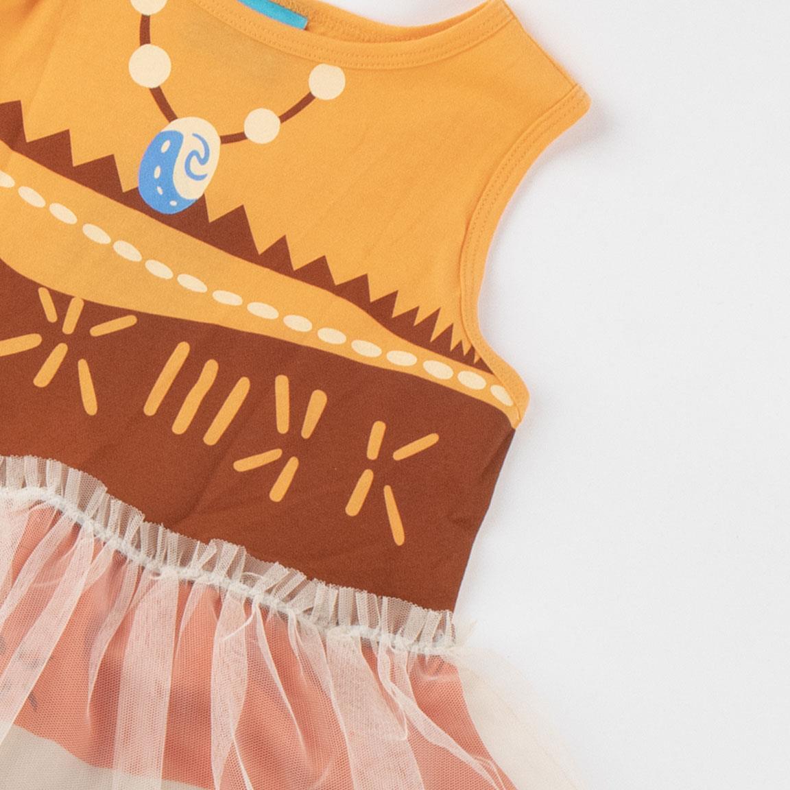 Vestido infantil Moana, modelo fantasia sem mangas em malha de algodão com tule 3/6