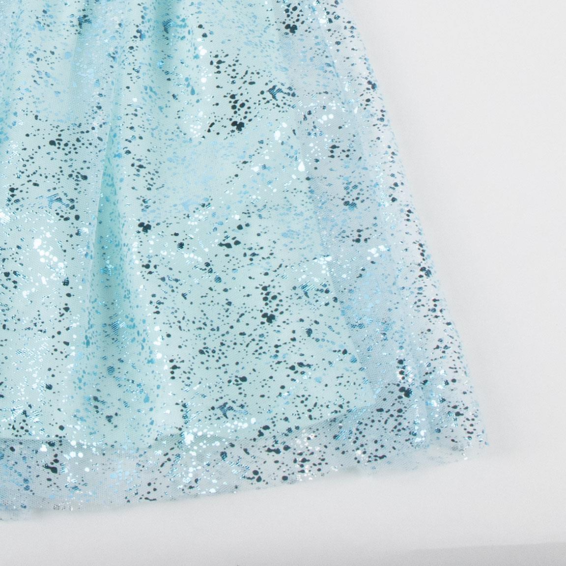 Vestido infantil Stitch em malha de algodão com saia de tule azul claro 4/6