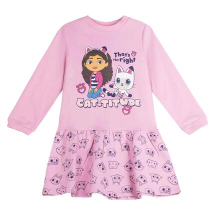 Robe enfant rose clair à manches longues en molleton français Gabby's Dollhouse