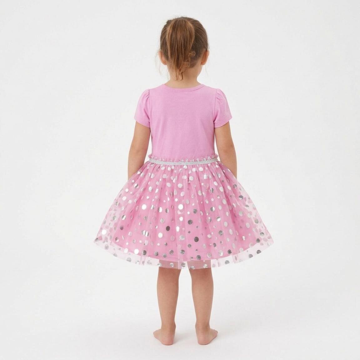 Vestido infantil da Minnie Mouse em malha de algodão com saia de tule e 6/6