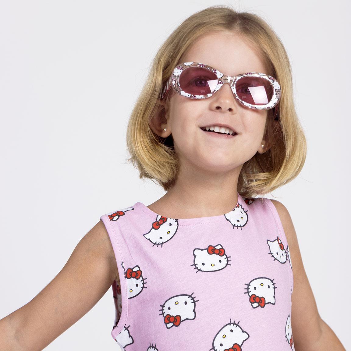 Vestido infantil sem mangas Hello Kitty em malha de algodão, rosa claro. 6/6