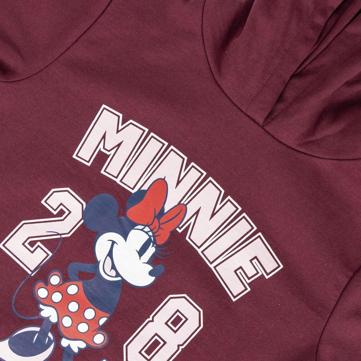 Vestido moletom com capuz Minnie Mouse em algodão escovado para crianças - Bordô 3/5
