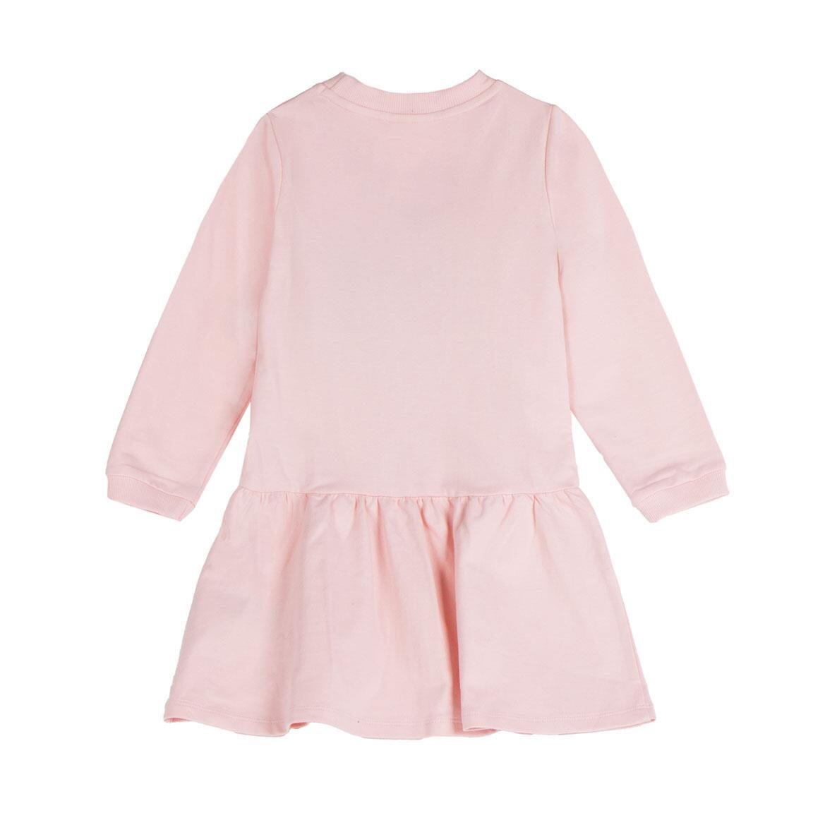 Vestido infantil da Minnie Mouse, em algodão felpudo, manga comprida, rosa. 2/4