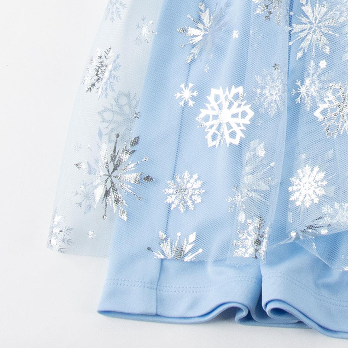 Vestido infantil Frozen Elsa em jérsei fantasia com tule e glitter, azul claro 4/6