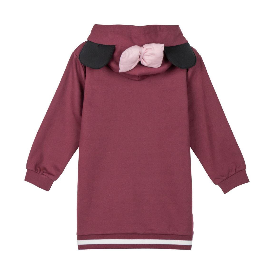 Vestido moletom com capuz Minnie Mouse em algodão escovado para crianças - Bordô 2/5