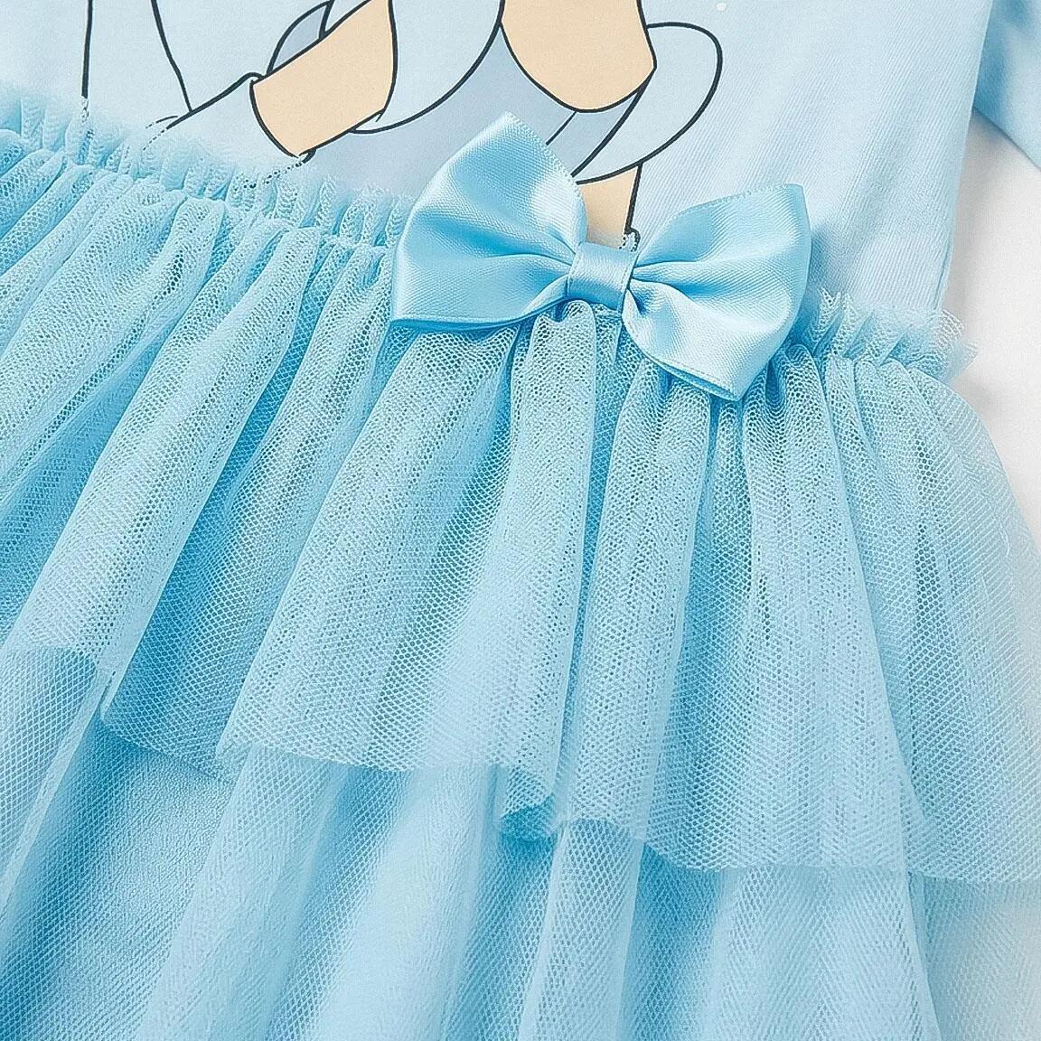 Vestido Infantil Princesas Bella Jersey Fantasía con Tul Manga Larga Amarillo 5/7