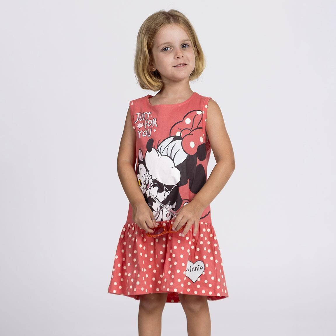 Vestido infantil sem mangas da Minnie Mouse em malha de algodão com bolinhas 4/6