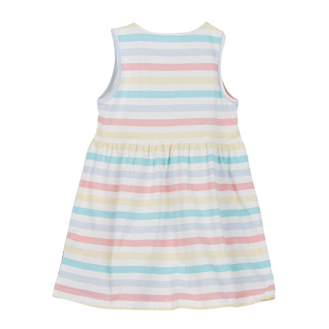 Vestido infantil Frozen sem mangas em malha de algodão simples com listras 2/5