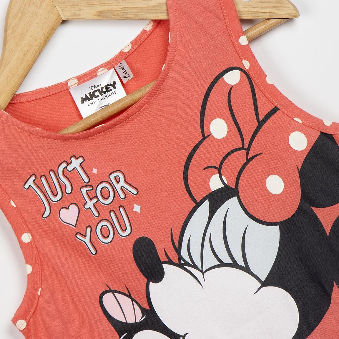 Vestido infantil sem mangas da Minnie Mouse em malha de algodão com bolinhas 3/6