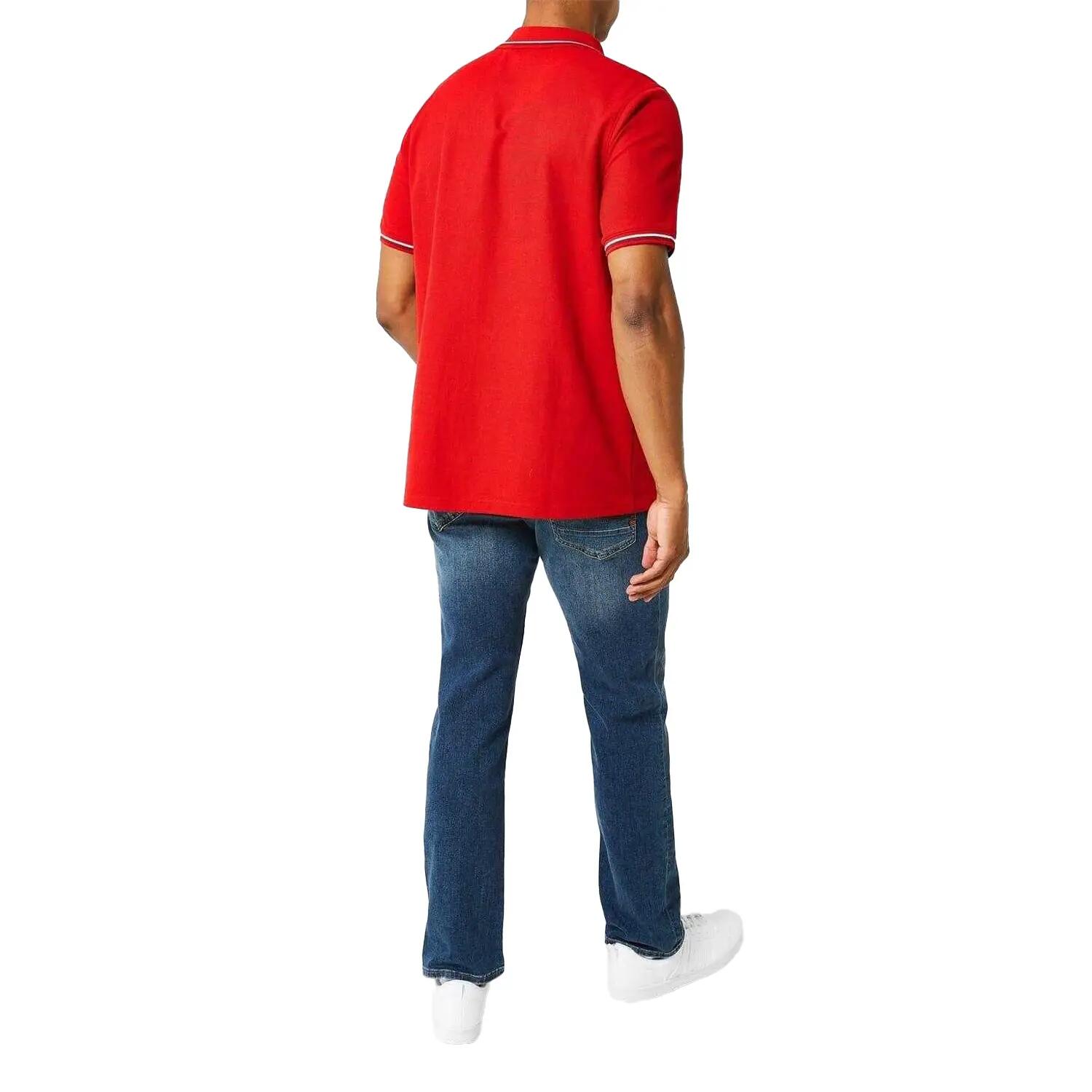 Polo Motif/style Rayure Contrastée Sur Bord Homme (Rouge Rose) 4/4