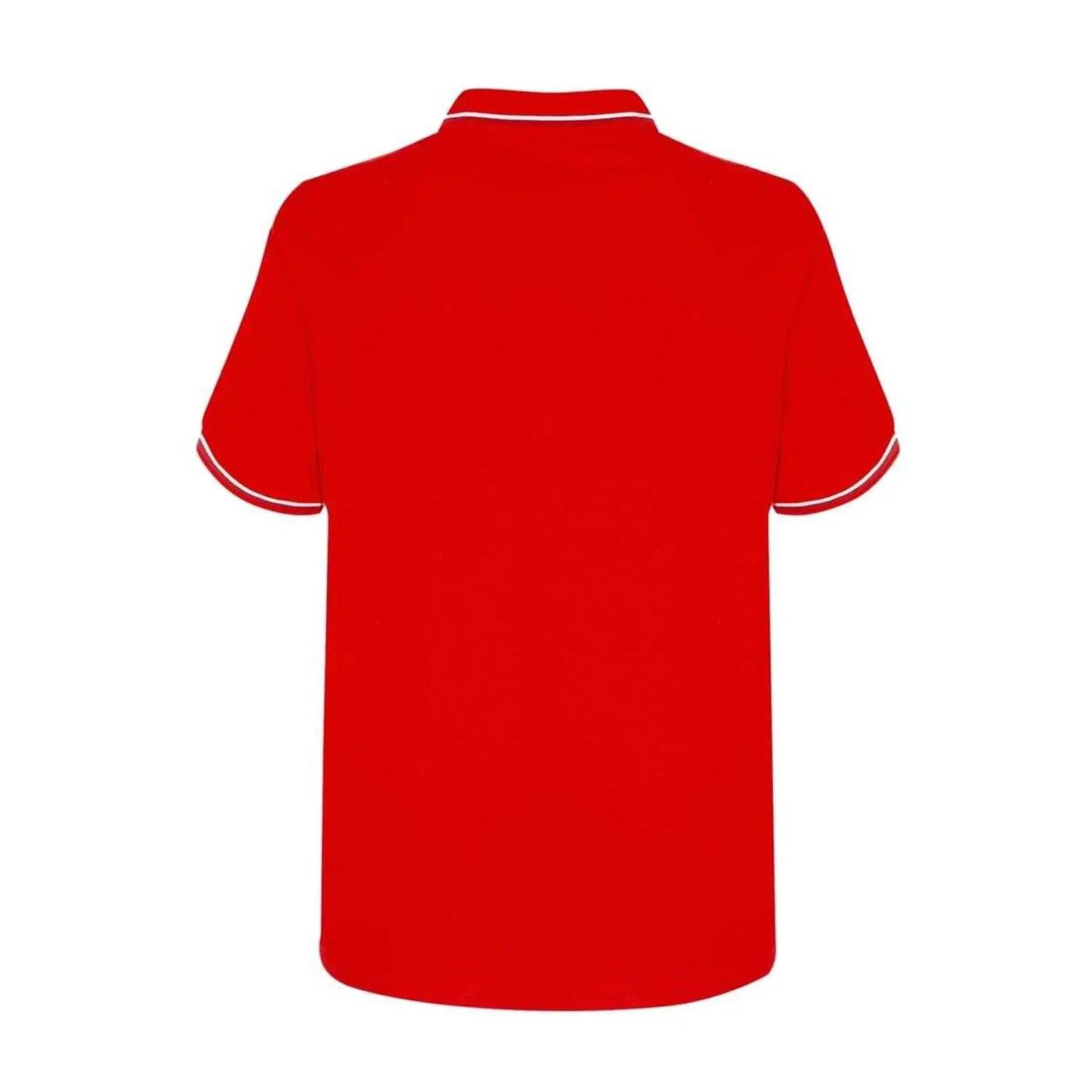 Polo Motif/style Rayure Contrastée Sur Bord Homme (Rouge Rose) 3/4