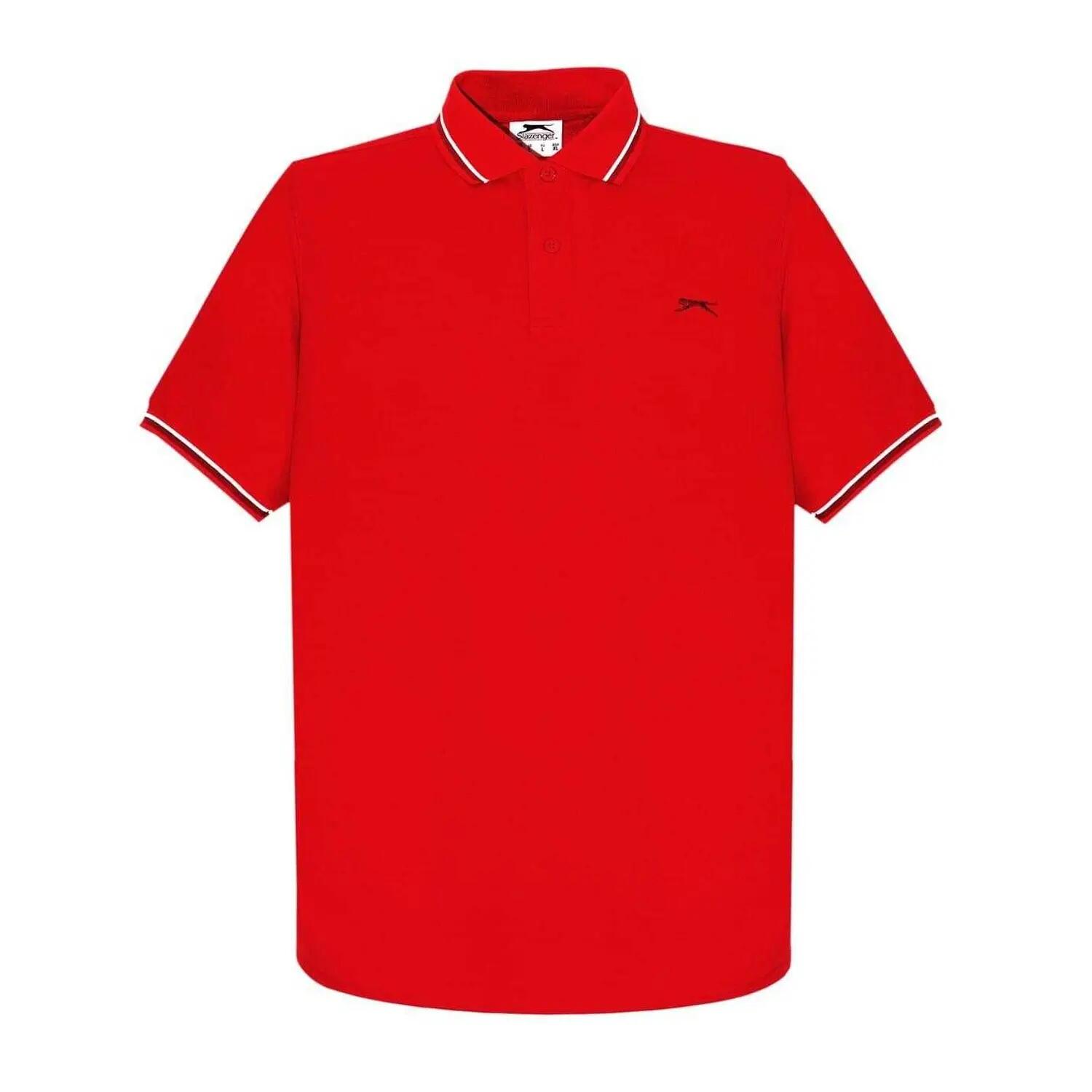 Polo Motif/style Rayure Contrastée Sur Bord Homme (Rouge Rose) 2/4